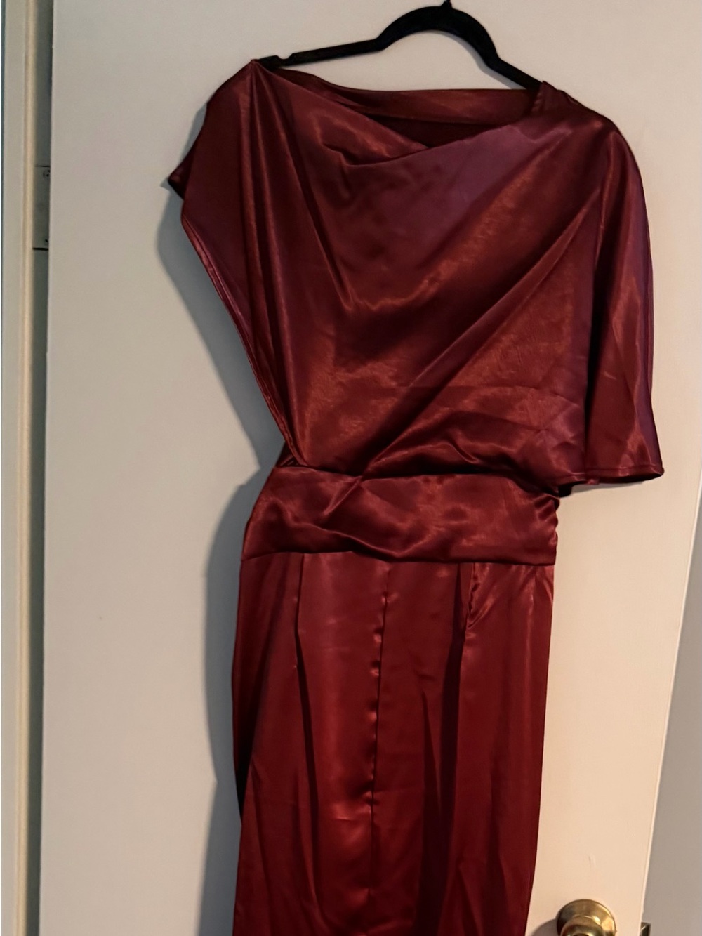 Women's Satin Burgundy Draped Dress (Brand New w/o tags)